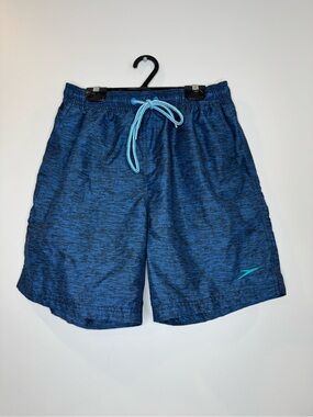 Speedo Navy Swim Shorts with Teal print beach size small